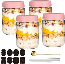 CNKHDZ 4 Stück Overnight Oats Gläser,Overnight