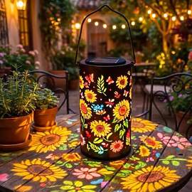 Colorful Sunflower Glow Solar Garden Lantern,