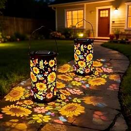 Colorful Sunflower Glow Solar Garden Lantern,
