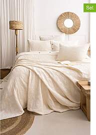 Colourful Cotton - 2tlg. Tagesdecken-Set in Beige