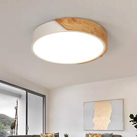Comely Holz Deckenlampe, 30W Moderne Runde LED