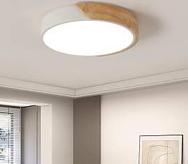 ComelyLED Deckenlampe Holz, 30W Deckenleuchte LED