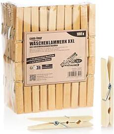 Com-Four® 100x Wäscheklammern XXL aus Bambus -