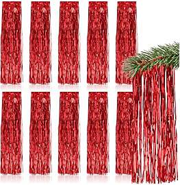 com-four® 10x Lametta Girlande in Rot, Festliche