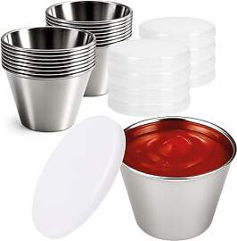 com-four® 16x Saucenschälchen mit Deckel -