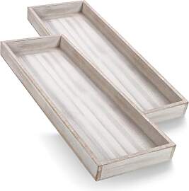 com-four® 2-teiliges Tablett-Set aus Holz 40 x 14 