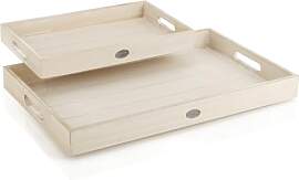 com-four® 2-teiliges Tablett-Set aus Holz -