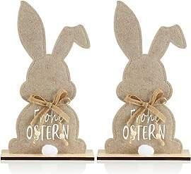 com-four® 2X Deko Aufsteller für Ostern -