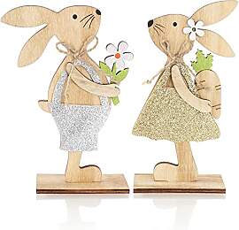 com-four® 2X Deko-Aufsteller für Ostern -