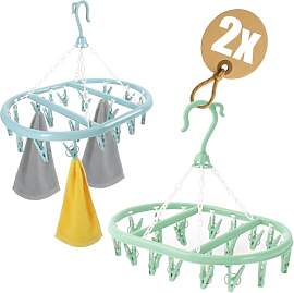 com-four® 2X Hängetrockner mit je 20 Klammern -