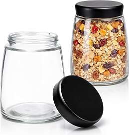com-four® 2x Vorratsglas mit Deckel -