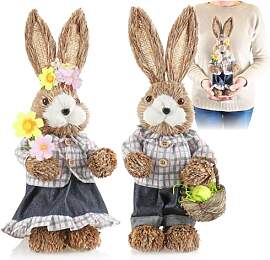 com-four® 2X XL Stroh Osterhase handgemacht - 33