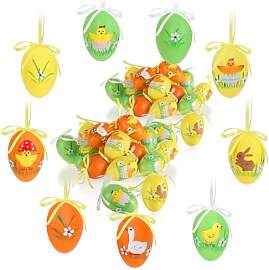 com-four® 36x Ostereier zum Aufhängen 6 cm -
