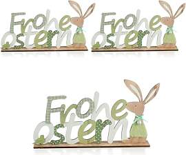 com-four® 3X Deko Aufsteller Frohe Ostern -