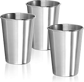 com-four® 3x Edelstahl-Trinkbecher - leichter