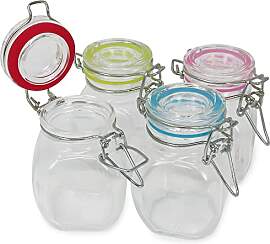 com-four® 4x Einmachglas mit Bügelverschluss,