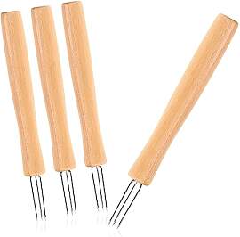 com-four® 4x Pellkartoffel-Gabel mit 3 Zinken,