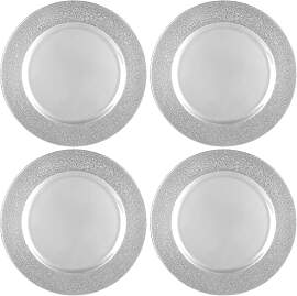 com-four® 4x Platzteller mit schimmerndem Rand -