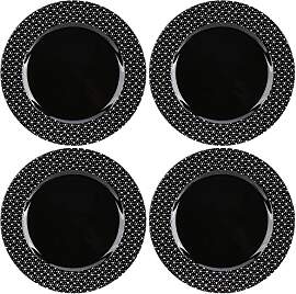 com-four® 4x Platzteller schwarz glänzend mit