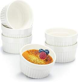 COM-FOUR® 6x Soufflé Förmchen - Creme Brulee