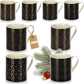 com-four® 8x Kaffeetassen 180 ml aus Keramik im