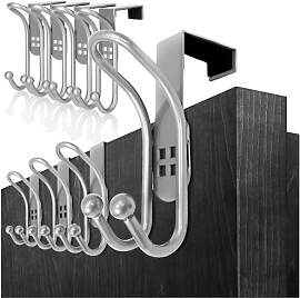 com-four® 8x Türhaken - Doppel-Kleiderhaken mit
