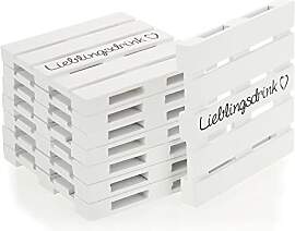 com-four® 8X Untersetzer aus Holz - Mini Paletten 
