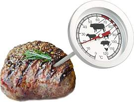 com-four® Bratenthermometer aus Edelstahl -
