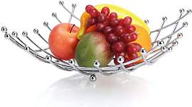 com-four® Obstschale aus verchromtem Edelstahl -