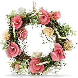 COM-FOUR® Türkranz Frühling mit Blumen aus Holz 