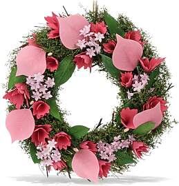 COM-FOUR® Türkranz Frühling mit Blumen aus Holz 