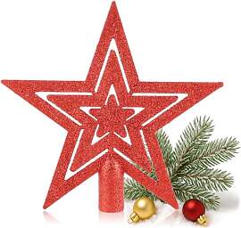com-four® Weihnachtsbaumspitze Glitzer-Stern -