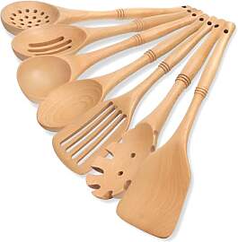 comfoyar Buche Kochlöffel Holz Set, 7 Stück