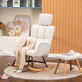 COMHOMA Schaukelstuhl mit Hocker, Relaxsessel,
