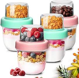 ComSaf Einmachglas 240ml+120ml mit Deckel 4 Stück 