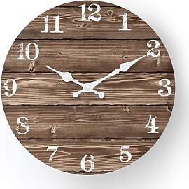 Comtex Wanduhr im Vintage-Stil, Holzmaserung,