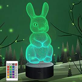 CooPark 3D Kaninchen Illusion Lampe, LED Optisches 