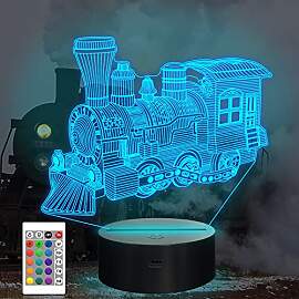 CooPark 3D Zug Illusion Lampe, Lokomotive LED