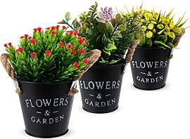 Coradoma Kunstblumen im Topf 3er Set Schwarz