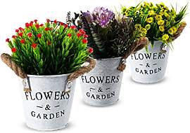 Coradoma Kunstblumen im Topf 3er Set Weiß