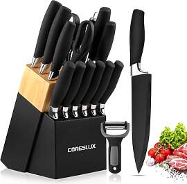 CORESLUX Messerblock mit Messer Set, 15-teiliges