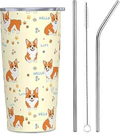 Corgi Motiv Thermobecher, Edelstahl Trinkbecher