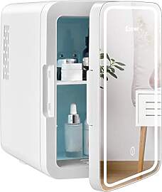 COSTWAY 10L Mini Kühlschrank Glastür, Skincare