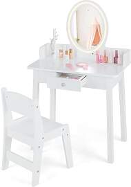 COSTWAY 2 in 1 Kinder Schminktisch mit Hocker,