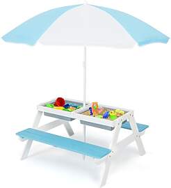 COSTWAY 3 in 1 Kinder Picknicktisch, Gartentisch