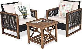 COSTWAY 3tlg. Gartenmöbel Akazienholz Set inkl. 2 