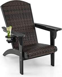 COSTWAY Adirondack Stuhl mit Getränkehalter,