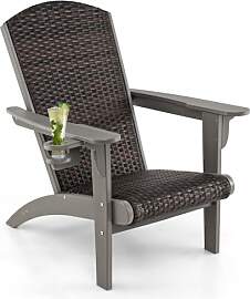 COSTWAY Adirondack Stuhl mit Getränkehalter,