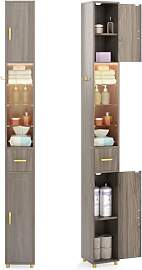 COSTWAY Badezimmerschrank mit Beleuchtung,