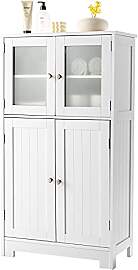 COSTWAY Badezimmerschrank, mit Glastüren &